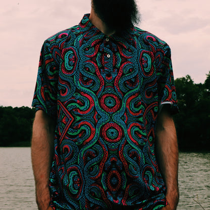 Men's Classic Fit Short-Sleeve Polo Shirt - DISCO SNAKES