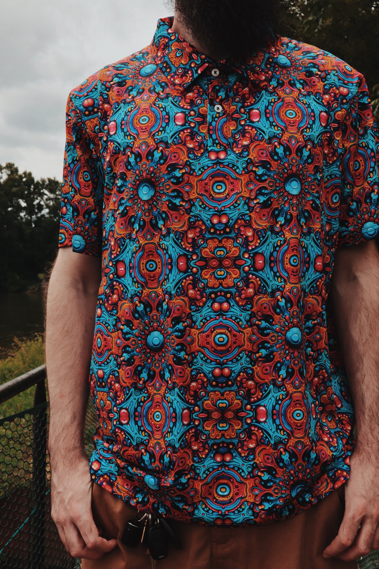 Men's Classic Fit Short-Sleeve Polo Shirt - CITRUS FLOWERS