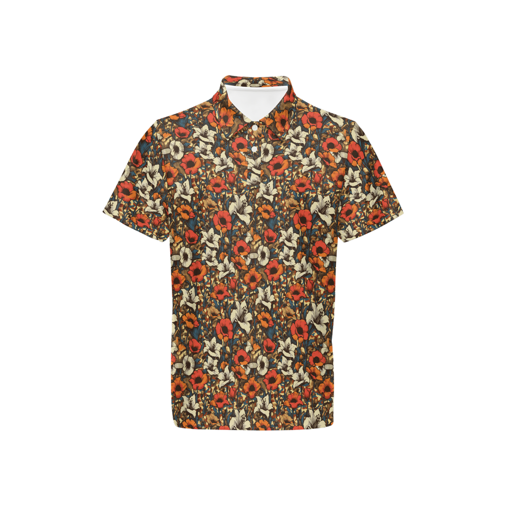 Men's Classic Fit Short-Sleeve Polo Shirt - DESERT FLOWERS