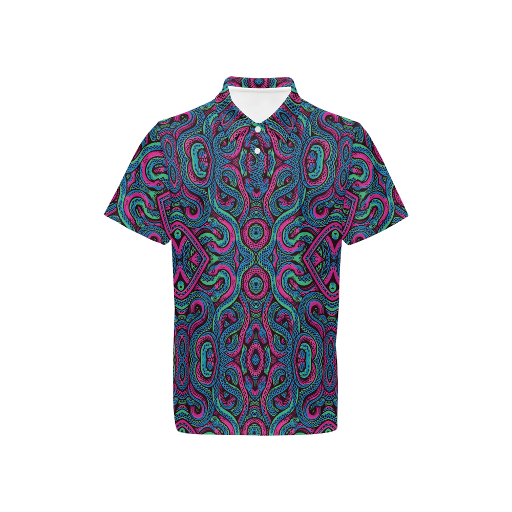 Men's Classic Fit Short-Sleeve Polo Shirt - DISCO SNAKES