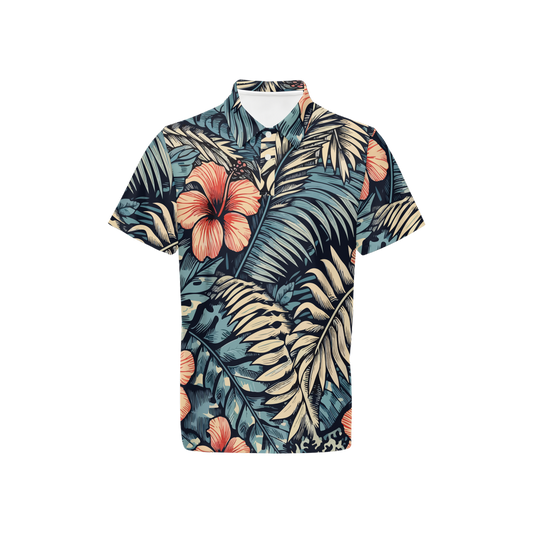 Men's Classic Fit Short-Sleeve Polo Shirt - DUSKY FRONDS